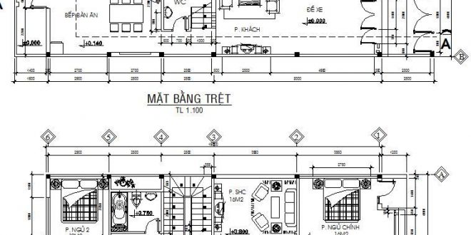 3 File bản vẽ cad nhà phố, nhà ống có mặt tiền 4m – Chuyên ...